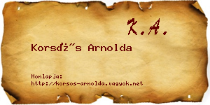 Korsós Arnolda névjegykártya